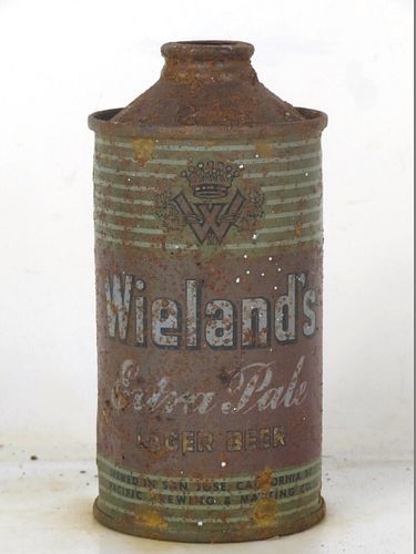 1939 Wieland's Extra Pale Lager Beer 12oz 189-14 Low Profile Cone Top San Jose California