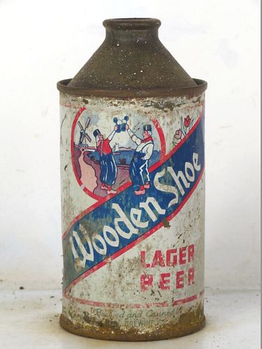 1950 Wooden Shoe Lager Beer 12oz 189-19 High Profile Cone Top Minster Ohio