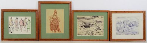 GASSER, Henry. Lot of 4 Drawings.