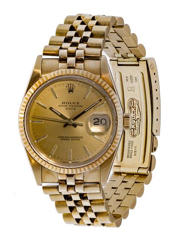 Rolex 14k Yellow Gold Case and Band Datejust Wristwatch