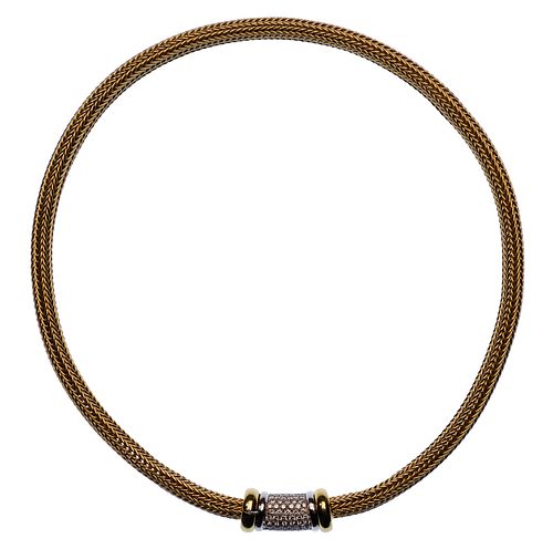 18k Bi-Color Pendant on Choker Necklace