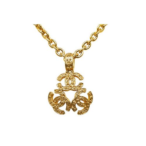 CHANEL TRIPLE COCO MARK GOLD PLATED NECKLACE