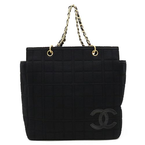 CHANEL CHOCOLATE BAR QUILTED COTTON TOTE BAG