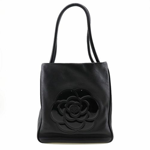 CHANEL CAMELLIA LEATHER TOTE BAG