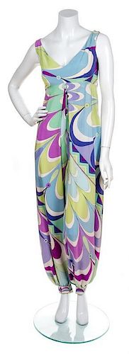 An Emilio Pucci Multicolor Silk Jumpsuit, Size 8.