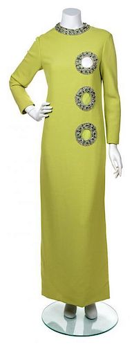 A Pierre Cardin Green Gown, No Size.