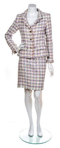 A Chanel Multicolor Cotton Boucle Skirt Suit, Size 38.