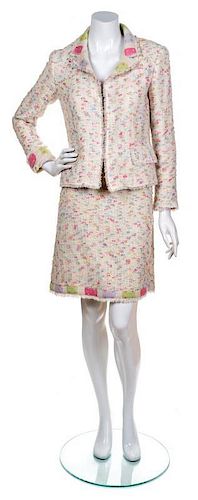 A Chanel Pink Funfetti Skirt Suit, Size 40.