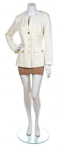 An Hermes Cream Linen Safari Coat, Size 40.