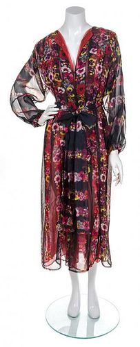 A Giorgio Sant'Angelo Floral Long Sleeve Gown, No Size.