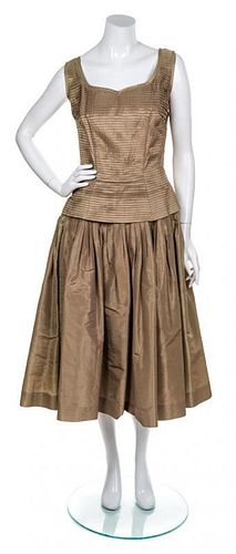 A Mollie Parnis Moss Gold Dress, No Size.
