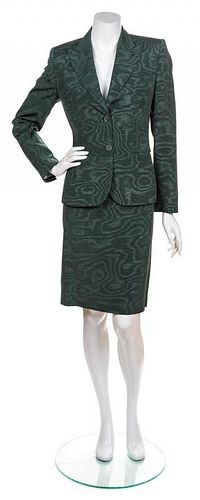 An Alexander McQueen Green Skirt Suit, Both Size 42.