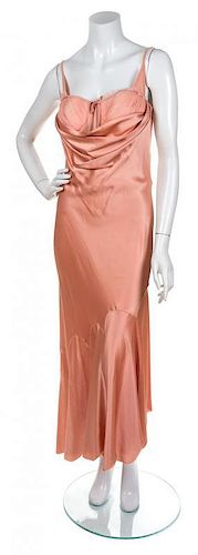 An Alexander McQueen Pink Silk Mermaid Gown, Size 44.