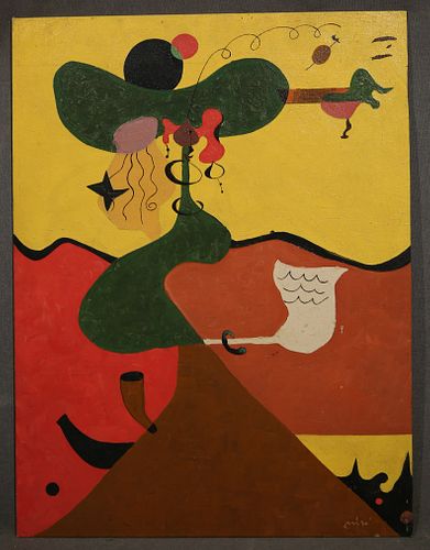 Joan Miro Oil on Panel