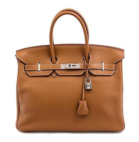 An Hermes Gold Togo 35cm Birkin Handbag 14" x 10" x 7"