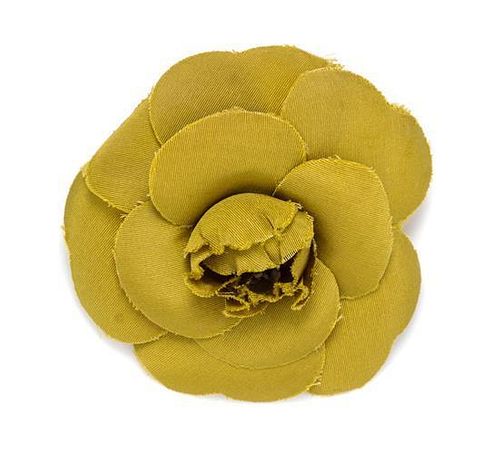 A Chanel Chartreuse Camellia Pin,