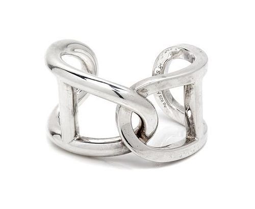 An Hermes Silvertone Cuff Bracelet,