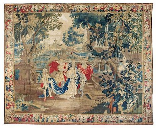 * A French Wool Beauvais Tapestry 8 feet 9 inches x 10 feet 5 inches.