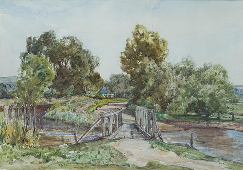 H. HUGHES-STANTON (*1870), On the River Meon in Hampshire, around 1900, Watercolor