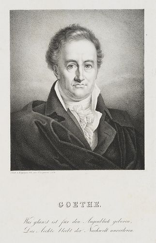 J. LIEPMANN (*1803) after KÜGELGEN (*1772), Portrait of J. W. von Goethe (1749-1832),  1826, Lithogr