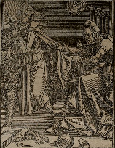 C. SICHEM (*1581) after LEYDEN (*1494), Potiphar's wife, Woodcut