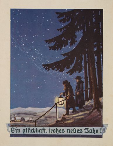 H. GÖTZE (20th), "A Happy, Happy New Year!", around 1930, Chromolithograph