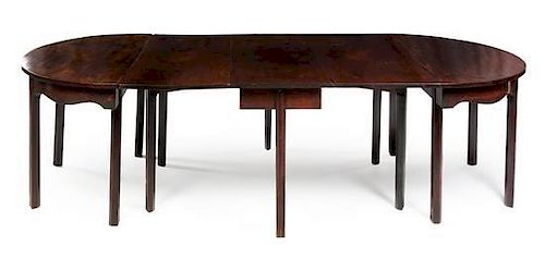 * A George III Mahogany Extension Dining Table Height 28 x width 107 x depth 50 inches (open).