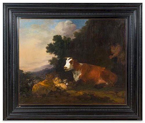 Manner of Philip James de Loutherbourg, (British, 1740-1812), Landscape with Animals