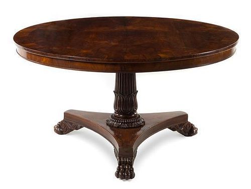 * A Regency Rosewood Breakfast Table Height 30 x diameter of top 53 1/2 inches.