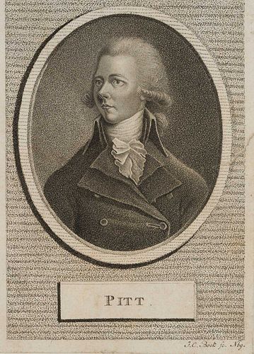 J. BOCK (1752-1830), Premierministers William Pitt, around 1781, Crayon manner