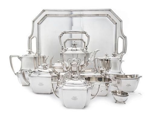 * An American Silver Seven-Piece Tea and Coffee Service, Tiffany & Co., New York, NY, 20th Century, Hampton pattern, comprisi
