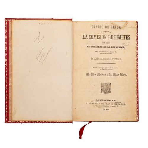 Berlandier, Luis - Chovel, Rafael. Diario de Viage de la Comisión de Límites que puso el Gobierno de la República. México, 1850.