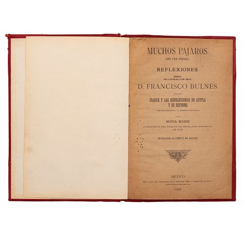 Alegre, Manuel M. Muchos Pájaros con una Piedra. Reflexiones Sugeridas por la Lectura del Último Libro de D. Fco Bulnes. México, 1910.