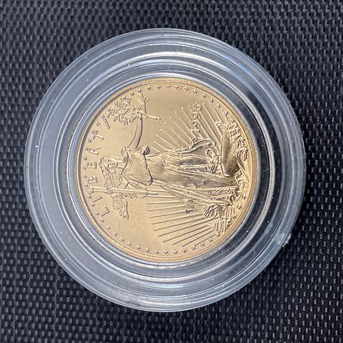 1996 American Eagle $5 1/10 oz Gold Coin, with display case