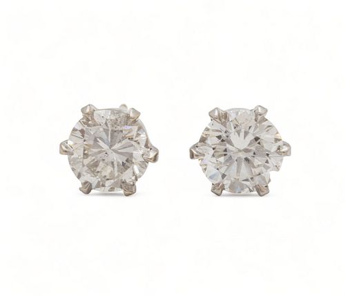 Diamond Brilliant Cut Stud Earrings, 2.30ct Tw, I1. H-1 1.8g