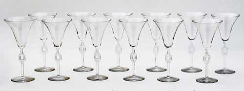 Lalique (French) 'Tosca' Crystal Champagne Flutes, H 7" Dia. 3.5" 12 pcs