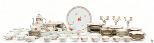 Herend (Hungarian) 'Chinese Bouquet Rust' Porcelain Dinner Service, Dia. 10.25" 146 pcs