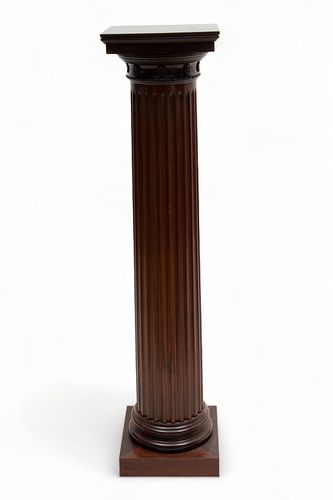 Carved Wood Doric Column Style Pedestal, 20th C., H 43.5" W 10" L 10"