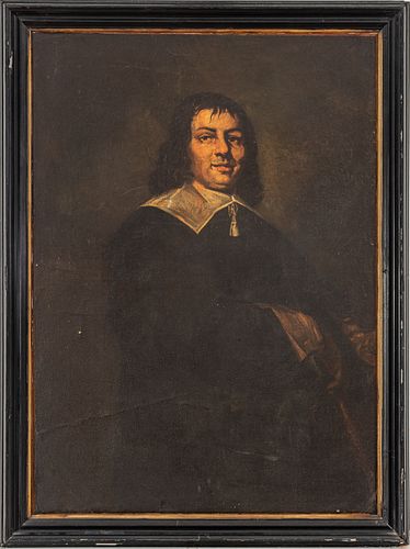 After Frans Hals (Dutch, 1582-1666) Oil on Canvas, 17th/18th C., "Portrait of Gentleman", H 49" W 35"