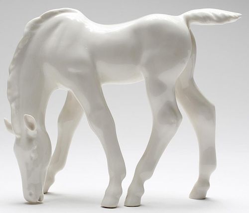 Russian Lomonosov Porcelain White Horse Figurine