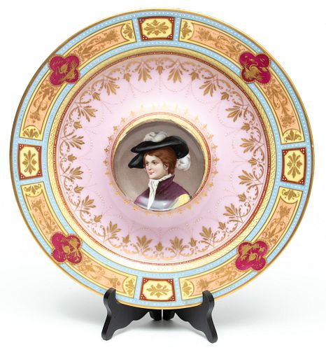 Royal Vienna (Austrian) Porcelain Portrait Plate, Dia. 13.5"