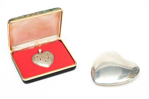 Gorham Sterling Silver Wtd Paper Weight "Heart"& 925 Heart/music Box 4.1t oz 2 pcs