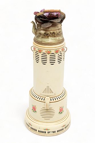 "Perfection" Oil Heater, White Enamel Exterior Ca. 1900, H 26" W 14"