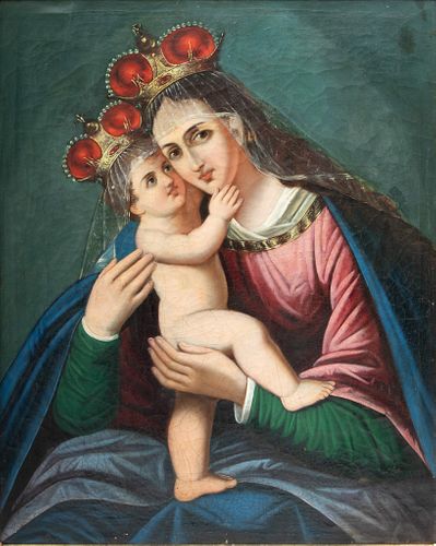 Oil on Canvas, "Madonna And Child", H 27" W 22"