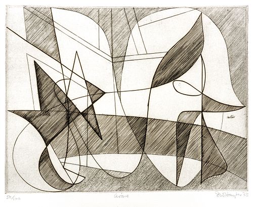 Stanley William Hayter (British, 1901-1988) Engraving on Paper, 1933-46, "Nine Engravings", H 16.25" W 13.125"