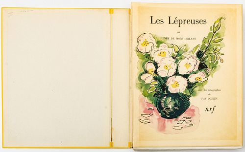 Henry De Montherlant (French, 1895-1972) Lithographs in Colors on Rives BFK Paper, 1947, "Les Lépreuses", H 13.125" W 10.125"