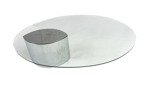 Cini Boeri for Knoll (American) Stainless Steel & Glass 'Lunario' Coffee Table, Ca. 1970, H 16.5" W 43.5" L 59.5"
