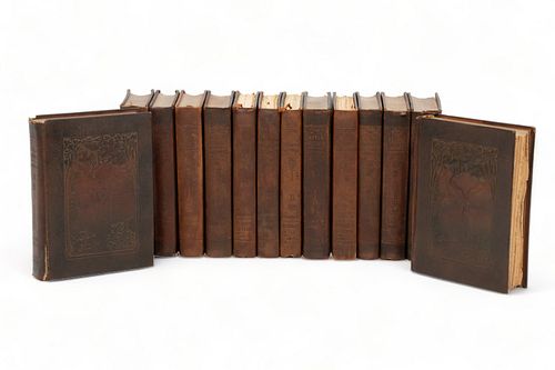 Elbert Hubbard (American, 1856-1915) Set of Leather Bound Books, Memorial Edition "Little Journeys", 14 pcs