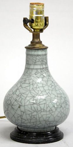 Asian Crackle Glaze Grey Ceramic Lamp
