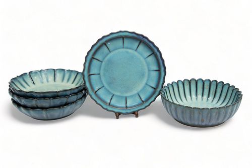 Chinese Jun-ware Plates, H 2.5" Dia. 9" 4 pcs